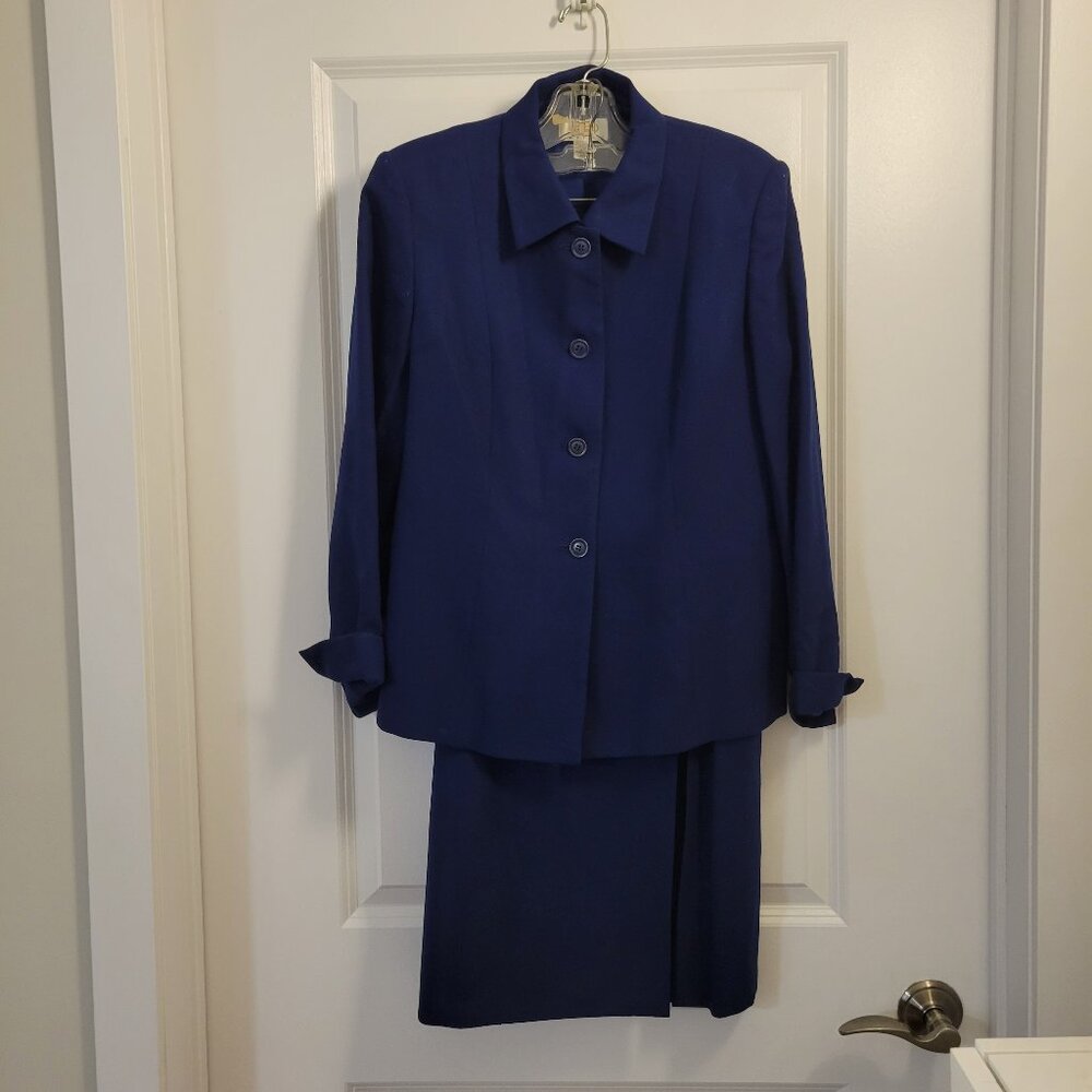 Vintage Talbots Stretch Wool Blazer w/ Rolled Cuffs and Midi Skirt - Japan